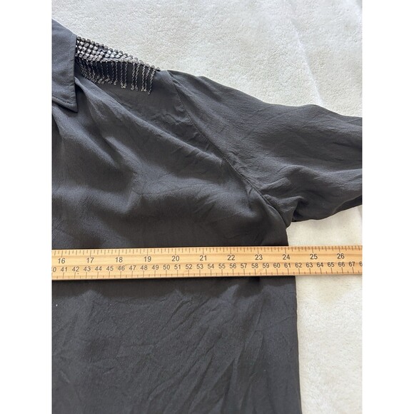 Line & Dot Womens Shirt Small Silk Edgy Statement Embellished Studded Epaulette - Picture 9 of 10